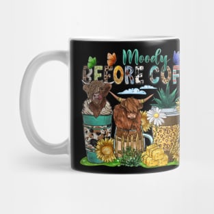 Funny Moody Before Coffee Quote Western Cow Cool Coffee Mug